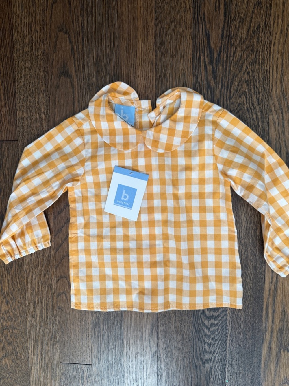 bella bliss Yellow and White Gingham Long Sleeve Blouse